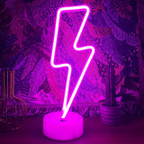 Lightning Bolt Neon Sign - Thoughtful Valentine's Day Gift for Her, Cute Battery Powered Ambient Night Light