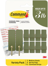 Command Wire Hooks and Spring Clips in Sage, Intentional Holiday Hooks for a Less Is More Seasonal Display
