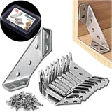Kid and Pet Friendly Furniture Reinforcement Brackets - 20PCS Finger-Safe Stainless Steel L Brackets with Rounded Edges and Storage Case