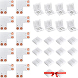 JACKYLED Corner LED Strip Connectors for Streaming Setup and Gaming Room RGB Accent Builds, 4-Pin 10mm