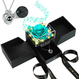 Verocharm Light-Up Eternal Rose with Hidden Pendant Necklace – Sentimental Holiday and Proposal Gift for Her, Pre-Packaged Gift Bag Included