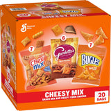 General Mills Cheesy Snack Variety Pack – After School Family Snacks for Picky Eaters, 20 ct Box with Cheddar Chex Mix, Bugles & Gardetto's