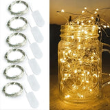 Luminara Modern Minimalist String Lights - 6-Pack 10 LED Battery Operated Silver Wire Fairy Lights for Scandi Style Shelves, Jars, and Quiet Home Interiors