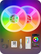 Neon Rope Lights 20ft Cool Touch LED Neon Rope – Safe Sleep Ambiance Light, Non-Flammable 24V DC, Remote Controlled