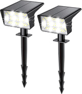 Aogek 60 LED Solar Spot Lights with Wall Mount Downlight Mode for Perimeter Security — Flameless, Cool White, 4 Pack