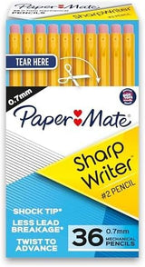 Paper Mate SharpWriter #2 Mechanical Pencils 0.7mm Smudge-Free for Home Office and College Dorm Productivity, 36 Count