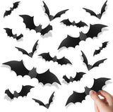 Piteno® Exterior Halloween Bat Decals 140 Pieces, Reusable Waterproof 3D Bats for Porch Ceilings and Outdoor Party Spaces