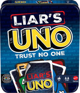 Mattel Games Liar's UNO Card Game with Storage Tin – Compact Bluffing Game for Patio Gatherings, Vacation Rentals, and Park Picnics
