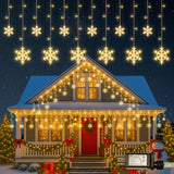 Minimax Icicle Snowflake LED Lights – Toddler Bedroom Window Backdrop, Auto-Off Timer No Flame Family Friendly