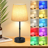 BRIGHTY — Designer Portable Lamp for Shelf Styling and Console Vignettes, Warm LED Accent in Wood and Flaxen