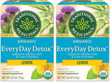 Traditional Medicinals Everyday Detox Lemon Tea – Nightly Wellness Ritual with Bright Lemon Flavor for Inside-Out Glow, 16 Bags