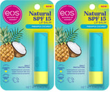 eos Pineapple Coconut SPF 15 Lip Balm – Kid-Friendly Natural Lip Sunscreen for Summer Camp & Family Outings, Water-Resistant, 0.14 oz
