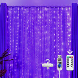 Brightown Warm White LED Curtain Lights 300 LEDs, Low Voltage USB 5V Child Safe Hanging Curtain for Playroom and Kids Bedroom, 8 Modes Dimming Remote