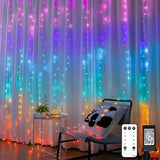 suddus LED Curtain Lights for Home – 9.8x9.8ft 300 LEDs with 8 Modes and 6H Timer, Warm White Backdrop for Window, Wall, and Canopy Styling
