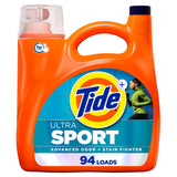 Tide Ultra Sport Liquid Detergent for Grass and Mud Stain Removal on Youth Uniforms, 94 Load Bottle