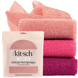 Kitsch African Net Sponge – Holiday Self-Care Gift Set for Mom, Long-Lasting Exfoliating Body Scrubbers in Four Colors