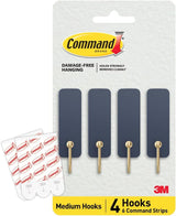 Command Medium Wire Hook Sleek Hooks for Intentional Living Spaces, Removable Wall Storage in Dusty Rose