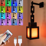 Pixelated Lantern Night Light - Fun Playroom Decor for Boys Age 4-12, Rechargeable Mood Light with Remote Control