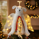 iHeartDogs Angel Tree Topper – White Plush Holiday Decor for a Cozy Pet-Friendly Home Aesthetic