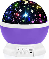 Modern Home Decor Lighting – 360 Degree Rotating Star Night Light in Black, Purple & Blue, Compact Cube Design