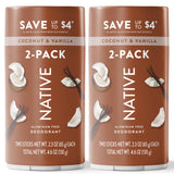 Native Coconut & Vanilla Twin Pack Deodorant – Clean Label Stick for Spa-Style Daily Freshness and Mindful Living