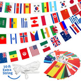 Multicultural Home Decor Flag String – 100 Nations Bunting for Statement Walls & Ambient Room Design
