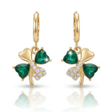 Soulow Green Clover Dangle Earrings – Ready-to-Give St. Paddy's Present for Friends, Housewarming Good Luck Hoop