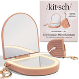 Kitsch Compact Travel Mirror – Sunset Dinner and Al Fresco Touch-Up Mirror, Lighted USB-Rechargeable Keychain Design