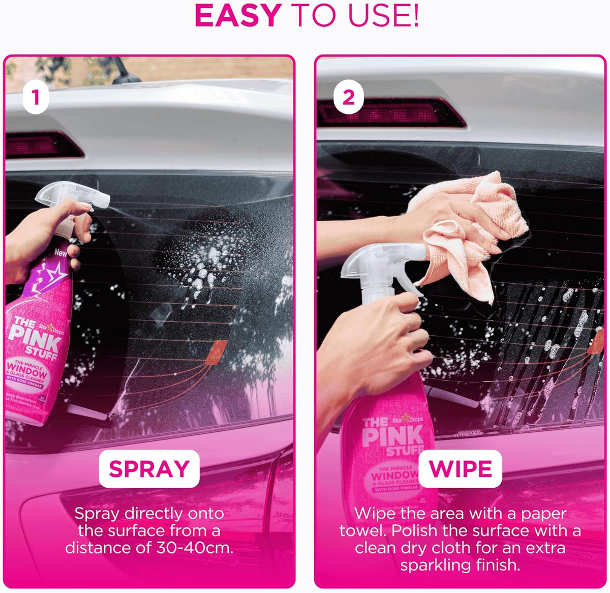 The Pink Stuff Rose Vinegar Window Cleaner 750ml – Self Care Wind Down for Spa Like Shower Screens