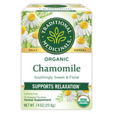 Traditional Medicinals Organic Chamomile Herbal Tea – Gentle Daily Wellness Tea for Mindful Moments and Deep Relaxation, 16 Bags