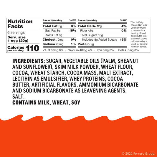two-layer creamy filling: one cocoa cream and one sweet cream layer per egg