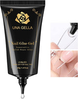 UNA GELLA Brush-Free Solid Nail Gel Glue for Calm Vanity Wind-Down and Nail Therapy Evenings, Strong Tip Bonding for Relaxing Home Manicures