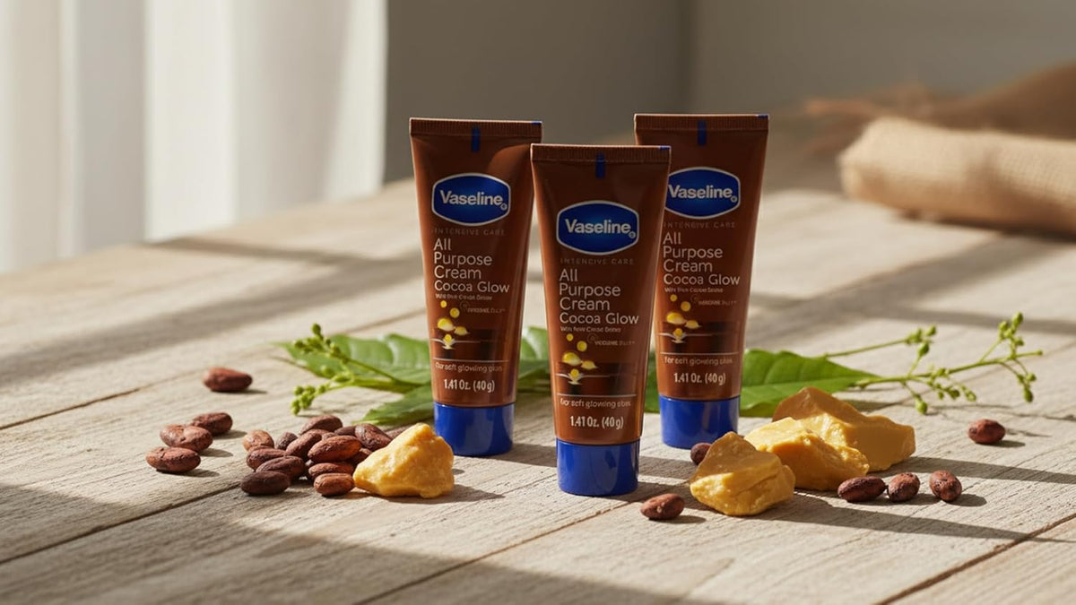 Vaseline Healing Jelly Cream Cocoa Glow – Valentine's Day Self-Care Gift, Travel Size Body Lotion Set