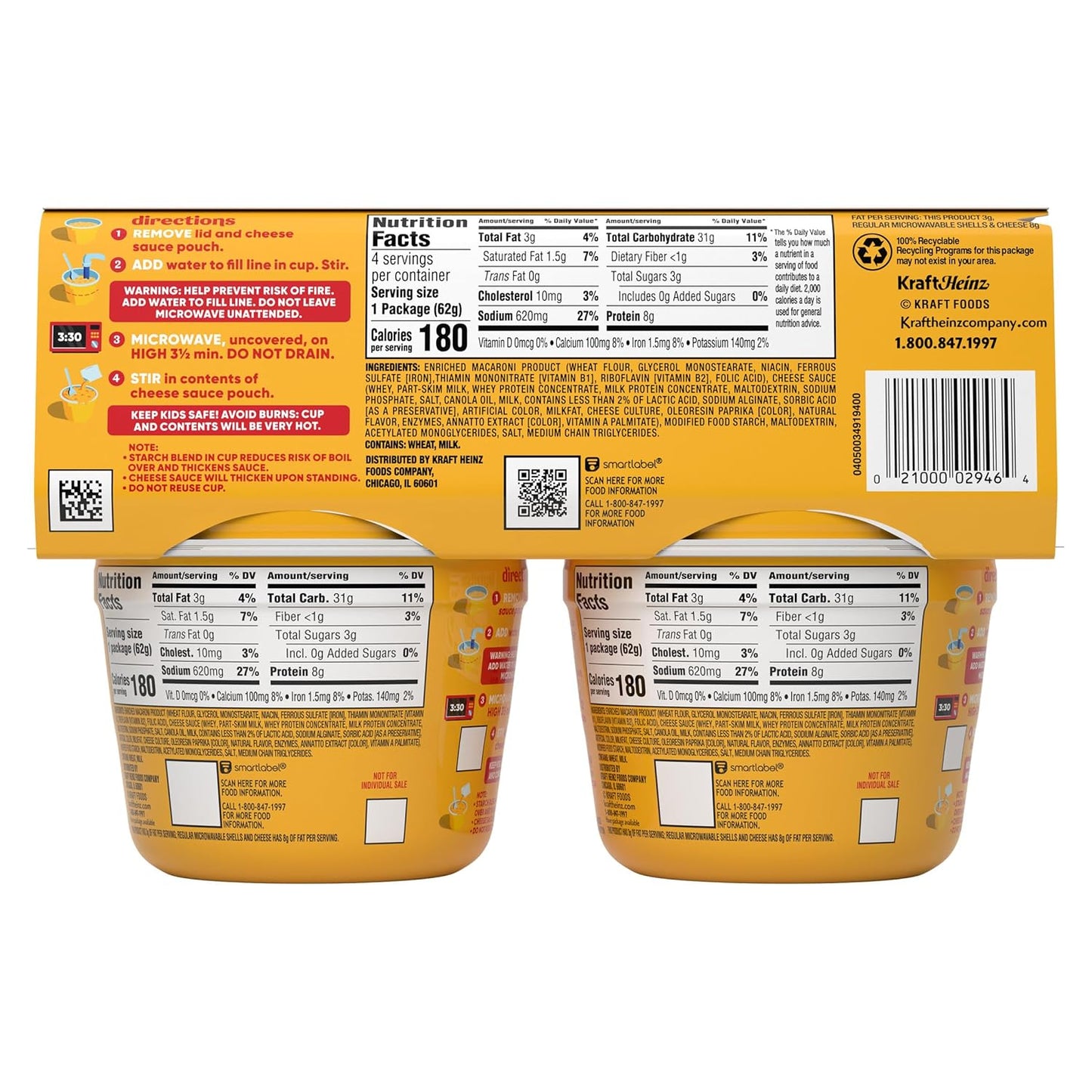 Velveeta Shells & Cheese Single-Serve Microwave Cups – Fast Lunch Break Meal for Office Pantries, 3.5-Minute Prep, 2.19 oz 4-Pack