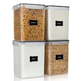 Vtopmart 5.2L Black Airtight Flour Sugar Storage Containers 4 PCS – Elegant Clear Canisters that Elevate Kitchen Countertop and Pantry Decor
