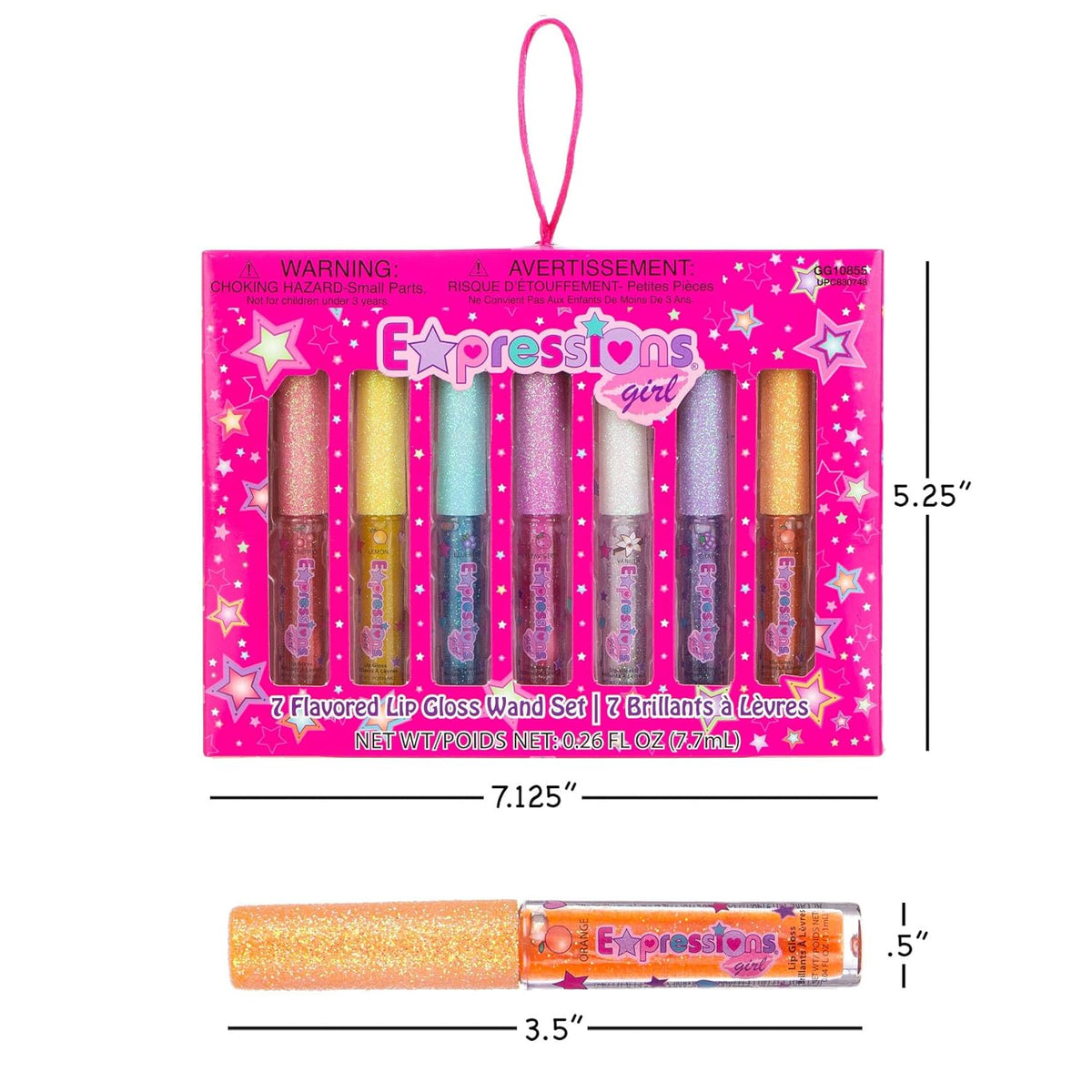 Washable Kids Lip Gloss - 7pc Non-Toxic Fruit Flavored Set, Easy Soap and Water Removal