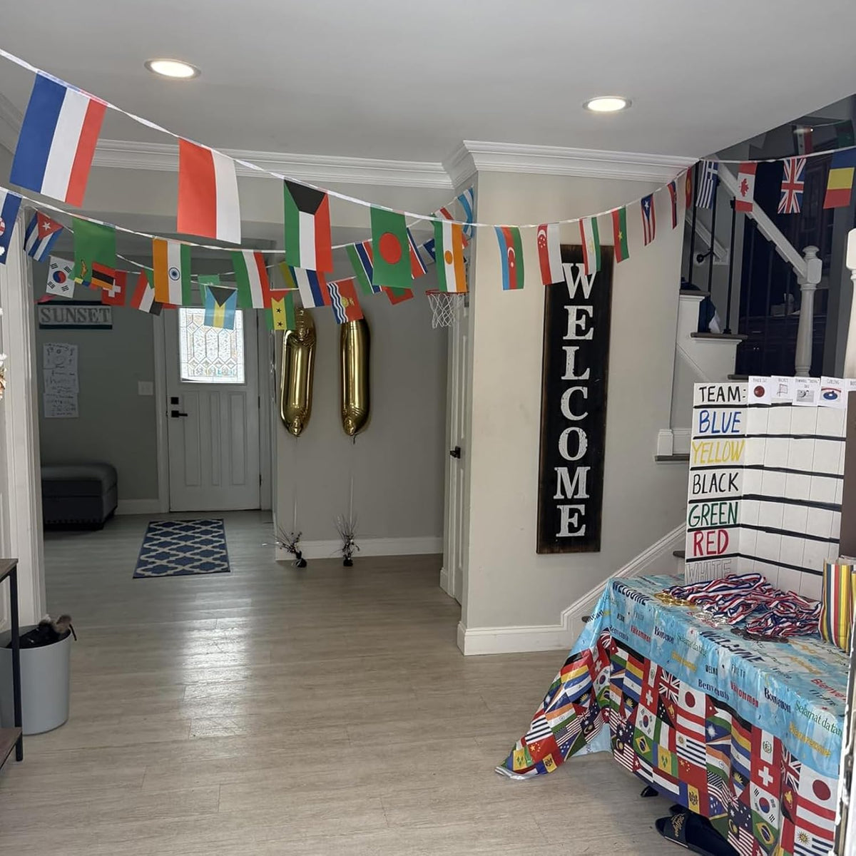World Cup 2026 International Flag Bunting for Kids' Birthday and Family Game Nights, Child-Safe Nylon Soccer Banner in 46ft Length