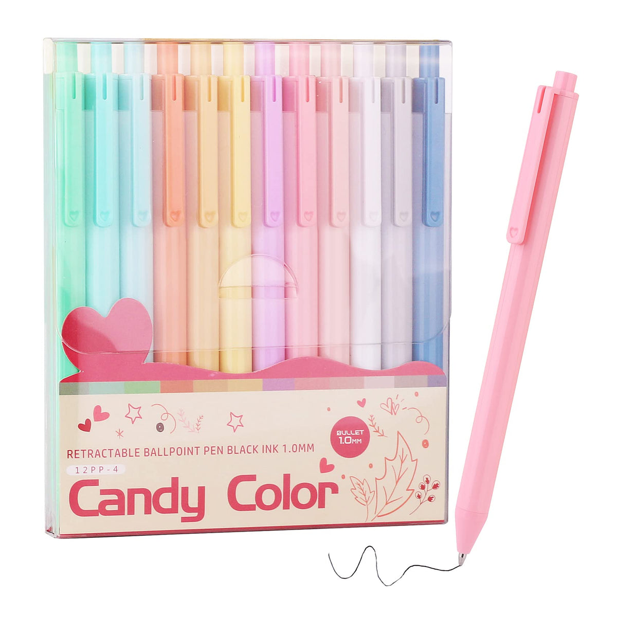WY WENYUAN Cute Fine Point Smooth Writing Pen - Personalized Ballpoint Bulk, Flair Colorful, Black Ink 1.0 mm Journaling, Glitter Office Supplies for Women & Men, Note Taking