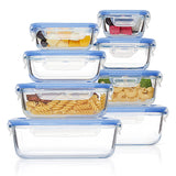 Vtopmart 8 Pack Food Grade Glass Meal Prep Containers with Airtight Seals – Safe Reheating Set for Freezer Microwave and Oven