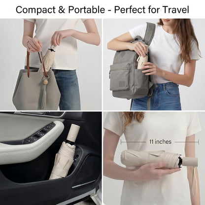 0.33 kg (12 oz) folded weight with compact form fitting purses and backpacks