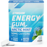 GYMGUM Energy Caffeine Gum | Low Carb Energy Boost for Meal Preppers and Wellness Routines, Arctic Mint Plant Caffeine