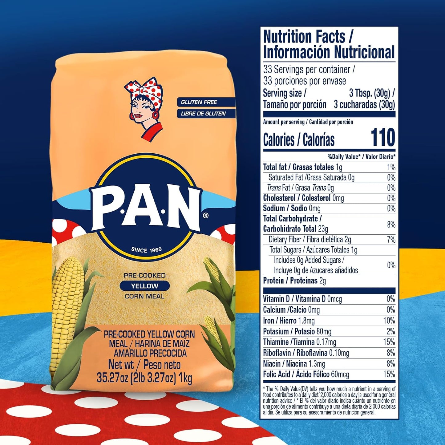 100% selected yellow corn base producing a soft, moldable dough