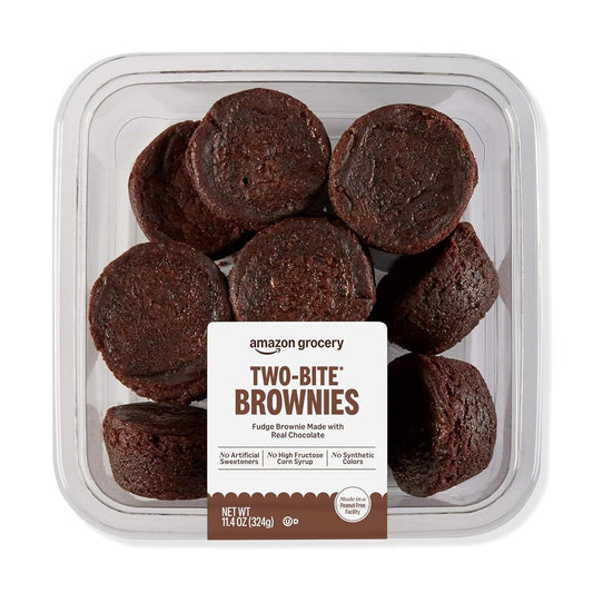 12 individually bite-sized miniature brownies in an 11.4 oz resealable pouch