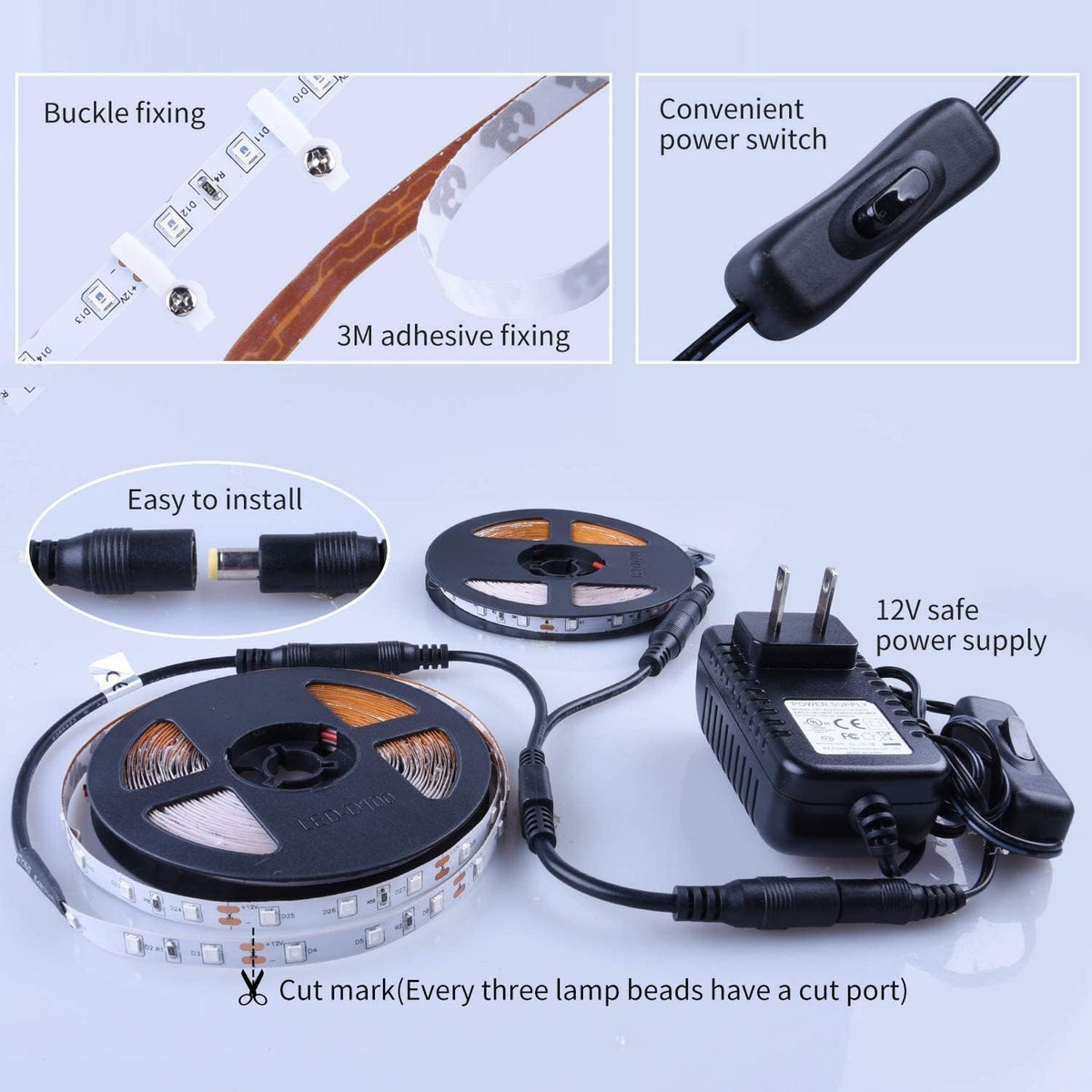 12v dc low-voltage operation with included power adapter