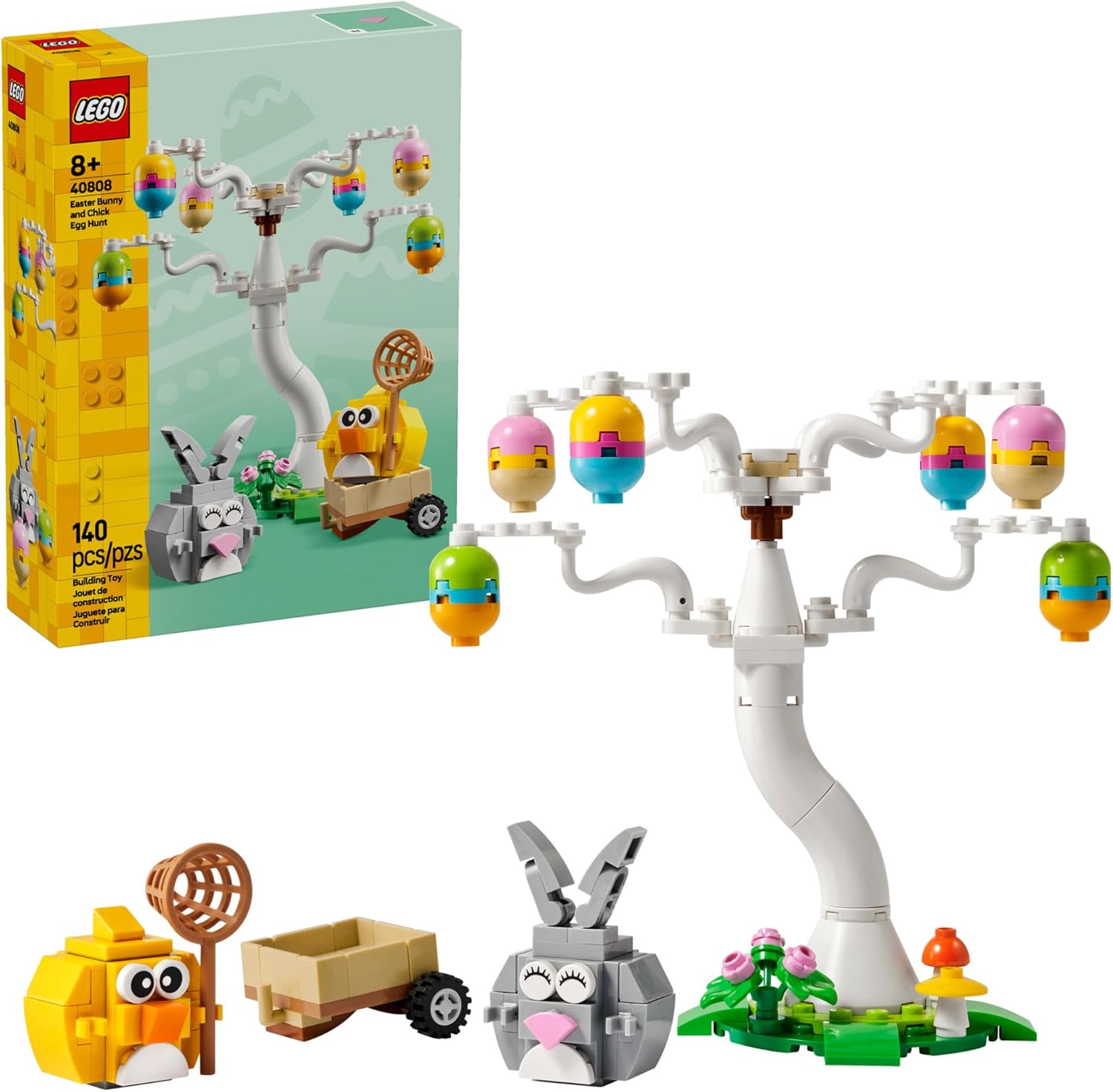 140-piece interlocking building block set with multicolor bricks