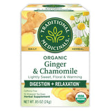 Traditional Medicinals Herbal Ginger & Chamomile Infusion – Self-Care Tea for Indigestion and Restful Sleep, 16 Bags