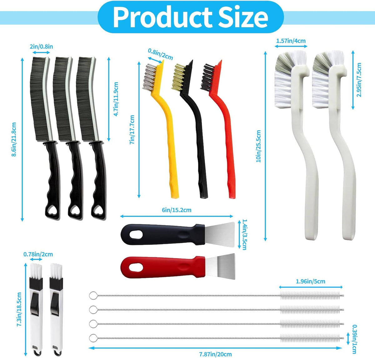 16 Piece Hard Bristle Scrub Brush Set – Graduation Gift for First Apartment, Kitchen and Bathroom Essentials