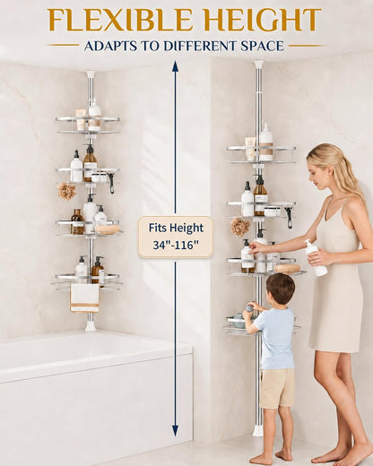 2 integrated hooks for loofahs, razors, or pouches