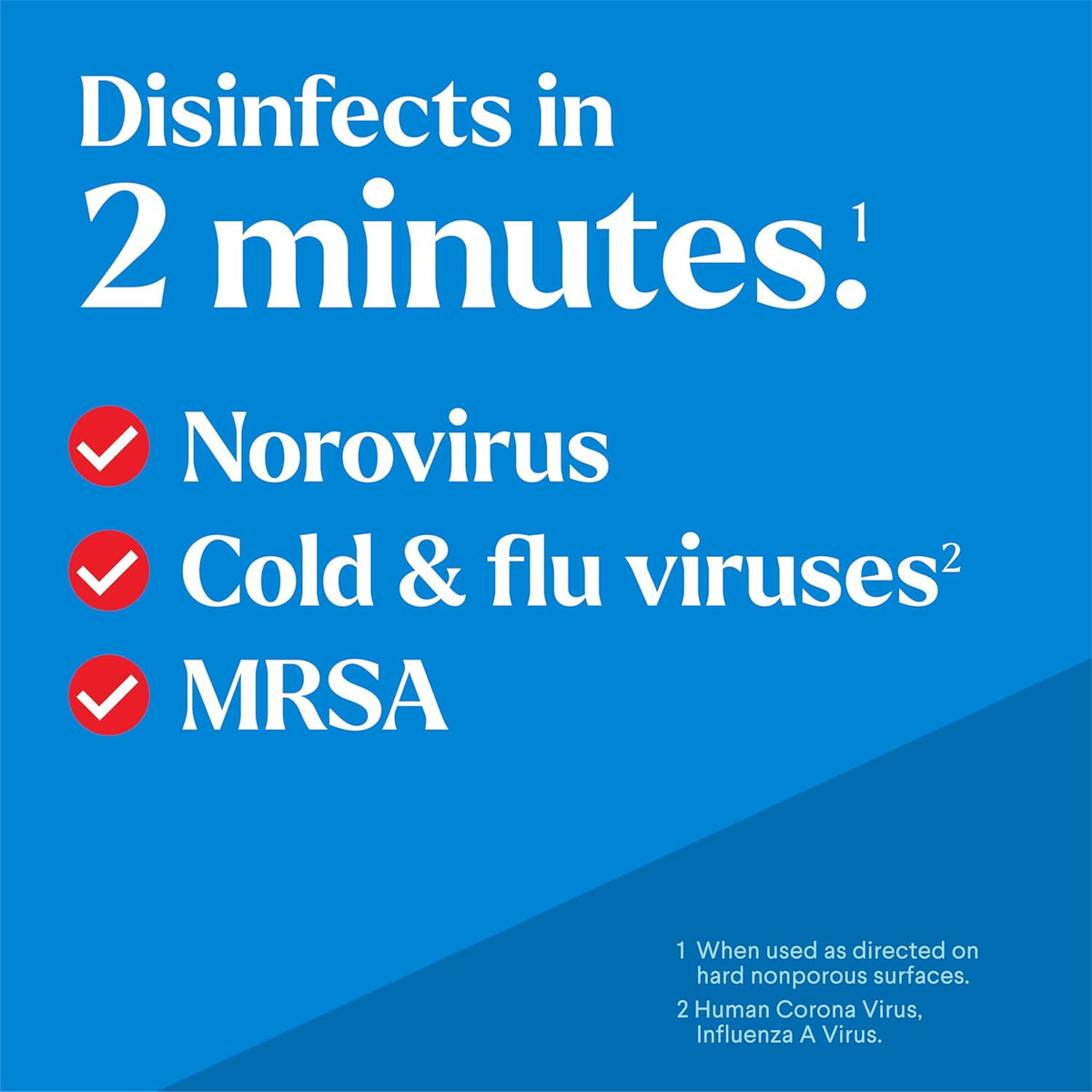 2-minute disinfection contact time on hard, nonporous surfaces