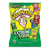 WARHEADS Extreme Sour Hard Candy Five Flavor Assortment 2 oz Resealable Bag for School Cafeteria Snack Time